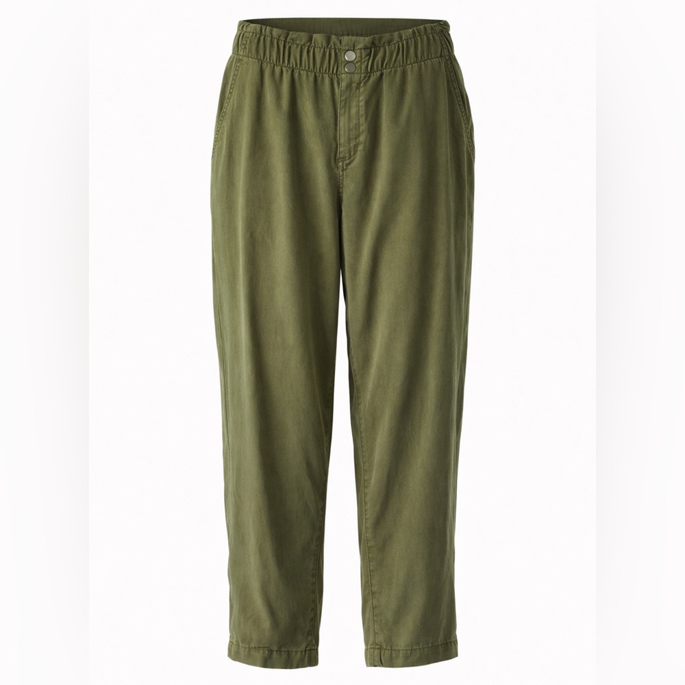 LOFT Army Green Paperbag Trousers | High Rise Relaxed Tapered Pants
